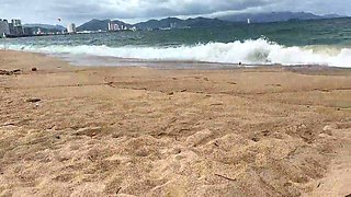 slutty cute chick seduced stranger at the resort, while her BF was at home