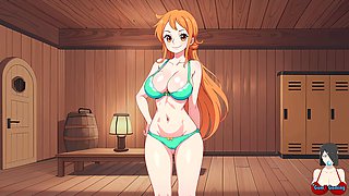 Naughty visual novel featuring all the wild fuck-a-thon scenes with Nami and Robin from One Piece