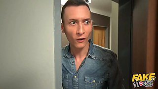 Super hot stunner with flawless tiny cunt and Natural Tits fucked by Big Cock while her head is stuck in a bunk bed ladder - faux hostel
