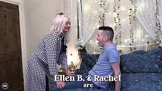 An Old And Young Threesome Between Cougar Ellen B, Curvy Mature Rachel And Her Stepson