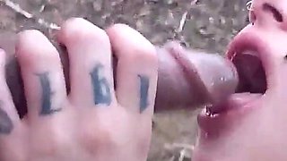 Sweet Teen Was Peeing Outdoor and Had to Suck a Big Dick