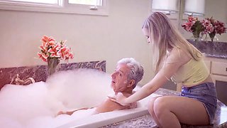 Chloe Temple's step-grandpa caught on camera watching her get down and dirty in the bathroom