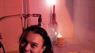 SMALL TIT BRUNETTE TATTOOED TEEN GIRLFRIEND CAUGHT IN SHOWER
