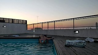 Cumming a Lot in the Pool at Sunset - Accounter Adventures