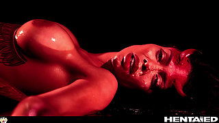 Demon Girl Bondage Cumflation - Canela Skin as The Devil gets Creampied & Monster Quad Penetration