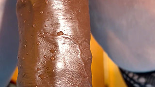 Tight Fit for Big Black Dildo