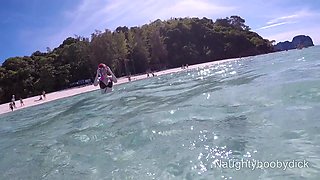 Underwater Exhibitionist German Teen with Big Boobs on the Sea N