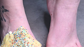 Asmr Creamy Pudding Foot Smash Thick Pudding and Sprinkles