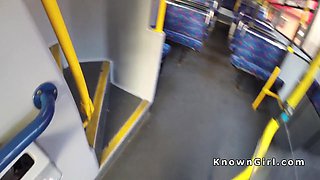Hairy British amateur bangs in public bus