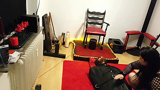 Lave in Leather Sack Part 1 - MILF Domina Teases Bound Cock Edging Denial BDSM