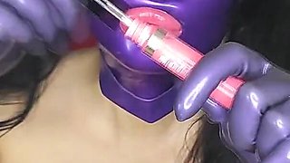 Blowjob and Lipjob in a Latex Mask, Cum on the Balloon and Tons of Sweat