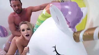 Mofos - Thin Blonde Babe Emma Hix Gets Filled With Brad's Big Cock In Her Inflatable Room
