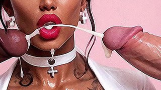 Hot Nurse in Gloryhole Club, Big Tits, Gloryhole Bukkake, Big Dick Sucking Cock
