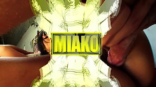 Asian MILF Miako Bends Over for Neighbor's Thick Cock and Gets Facialed