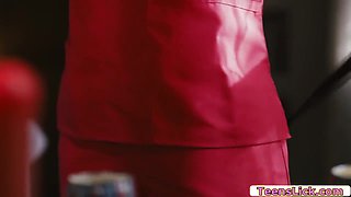 Asian Masseuse Enjoys Licking Her Busty Clients Wet Pussy