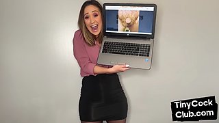 Classy CFNM British babe mocking pictures of small cocks