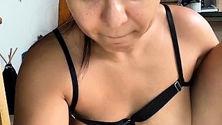 Chubby Brunette Big Boobs Dildo Masturbation