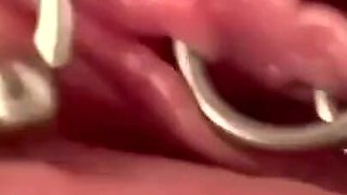 Extreme Close Up Rubbing My Pierced Clit by MakeUp Brush and Huge Orgasm make me completely Wet my Pussy