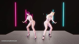 [mmd] Red Velvet - Monster Ahri Evelynn Sexy Naked Dance League of Legends Hentai Uncensored 4K 60fps