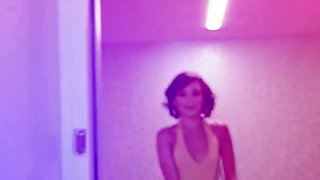 Aaliyah Hadid on her knees and smoking a milky man's cock!