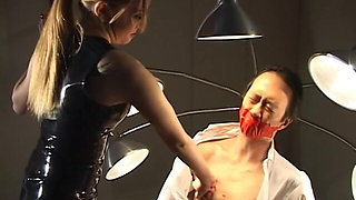 Blonde Mistress Aiden Starr Give Asian Submissive Dude Some CBT Lessons