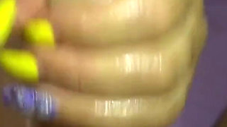 Long nails oiled handjob from stepmom
