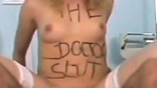 The doctor loves to fuck her patients hard cocks and drink their cum