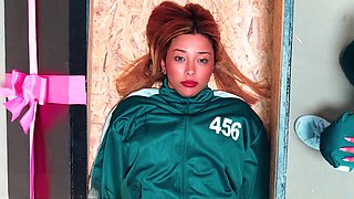 Brazilian babe Lisa Bullock with big tits and a huge ass gets ravaged by dwarfs in a wild game