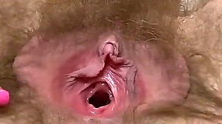 Big Clit Jerking and Playing Pussy Gaping Huge Bush Blonde