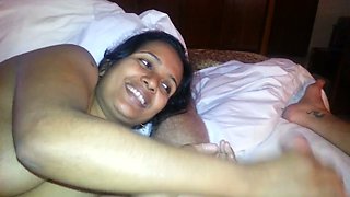 Hilarious and super happy Bangladesh brunette lady was blowing dick