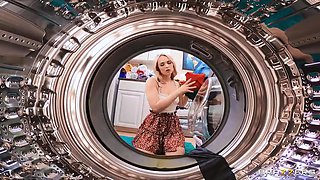 Laundry Stuck Double Fuck: Reality Threesome starring Seth Gamble, MILF Richelle Ryan, and Hairy Pussy Blonde Lilly Bell