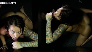 Betty Solace gets a hot load in her mouth through a gloryhole