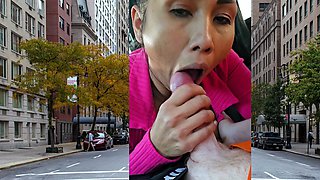 Thai MILF big cock car blowjob in public
