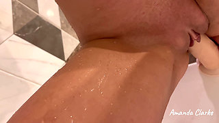 Came Home After the Beach and Masturbates with a Dildo in the Bathroom
