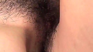 Japanese Babe Gets Her Bush Screwed and Filled with Cum by Three Men