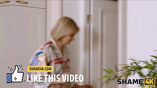 Shame4k. college girl visits mature dark haired Lady And bands her on the milky sofa