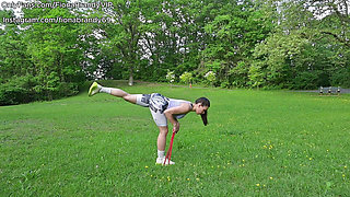 Public purk work out routine. Fiona Brandy Keeps body fit and clothes tight!