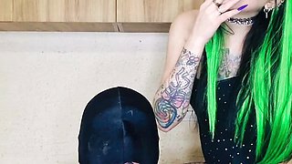 Human ashtray. Smoking fetish. Ash in the mouth and smoke in the slave's face