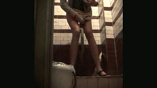 This pee loving slut has no problem being watched in the public restroom