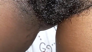 Slowly Rubbing My Hairy Pierced Pussy Close up