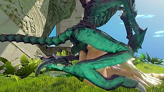 Petite Blonde Elf Fucked by Big Cock Winged Monster