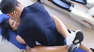 Christina Aguchi peels off the spandex and fucks her personal trainer
