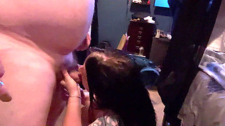 Real Amateur Couple Amazing Blowjob with Cumshot on Huge Tits