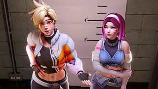 3D cartoon foursome turns filthy as two girls get ass wrecked from behind hard