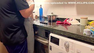 18 Year Old Stepdaughter Has Sex In The Kitchen, The Fat Stepfather Cums Inside Her 12 Min