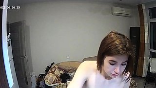 Amateur redhead teen sucks dildo
