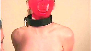amber latex mask dildo gagged and punished by lesbian