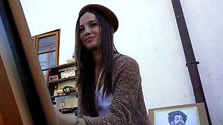 Czech teen sucks cock and gets drilled doggystyle outdoors
