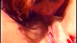 Lesbians pussy licking kissing dildo penetrate in the table