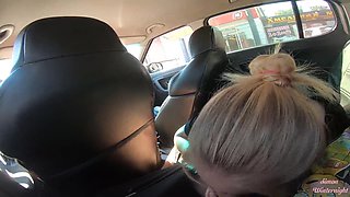 Taxi ride gone wild! Vicky sucks me on a back seat!